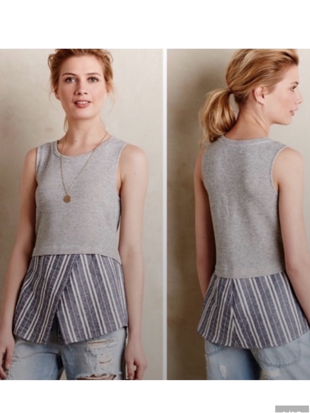 Anthropologie Sunday in Brooklyn Small Ashton Gray
Split Front Knit Tank Top